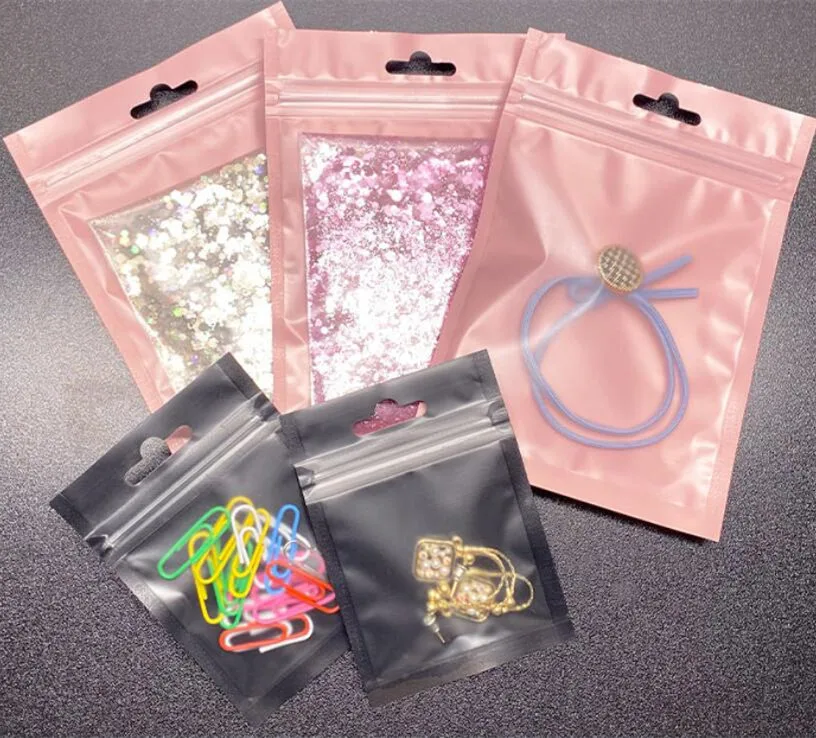 Resealable Bolsa Plastico Packaging Clear Matte Black Flat Pouch Zipper Plastic Zip Lock Custom Printed Mylar Bags with Window