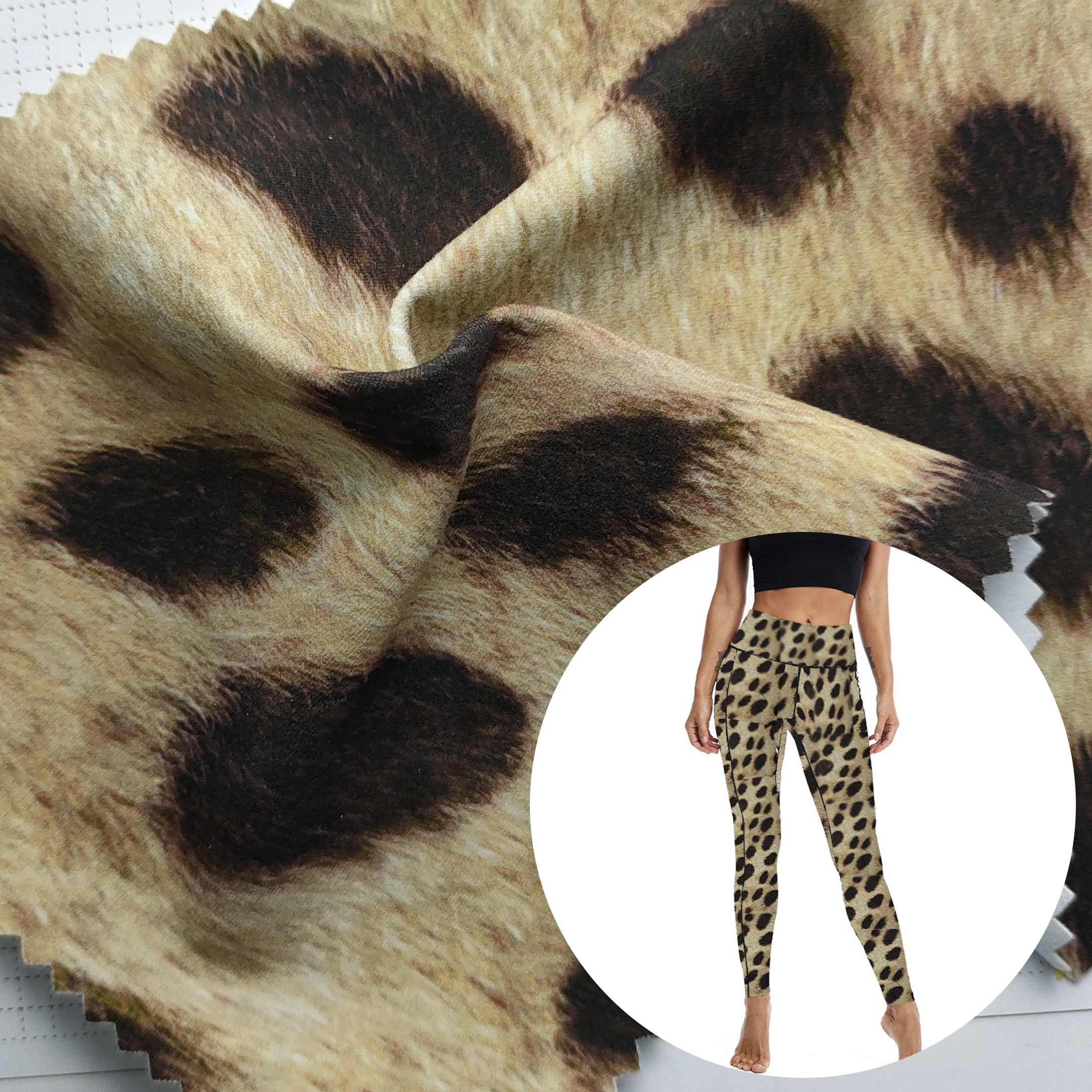 
Best Sale China Factory in Low Price Nylon Spandex Fabric Double-sided brushed leopard pattern digital printed fabric 