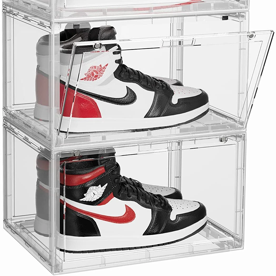 Оптовая продажа, Штабелируемая коробка для обуви, акриловая коробка для обуви, полностью прозрачная коробка для хранения кроссовок