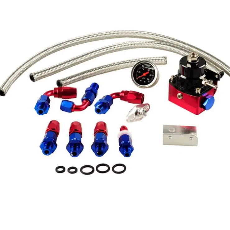 Гоночный автомобиль заготовка an6 шланг Универсальный Регулируемый регулятор давления топлива 0-160psi с манометром черный и красный