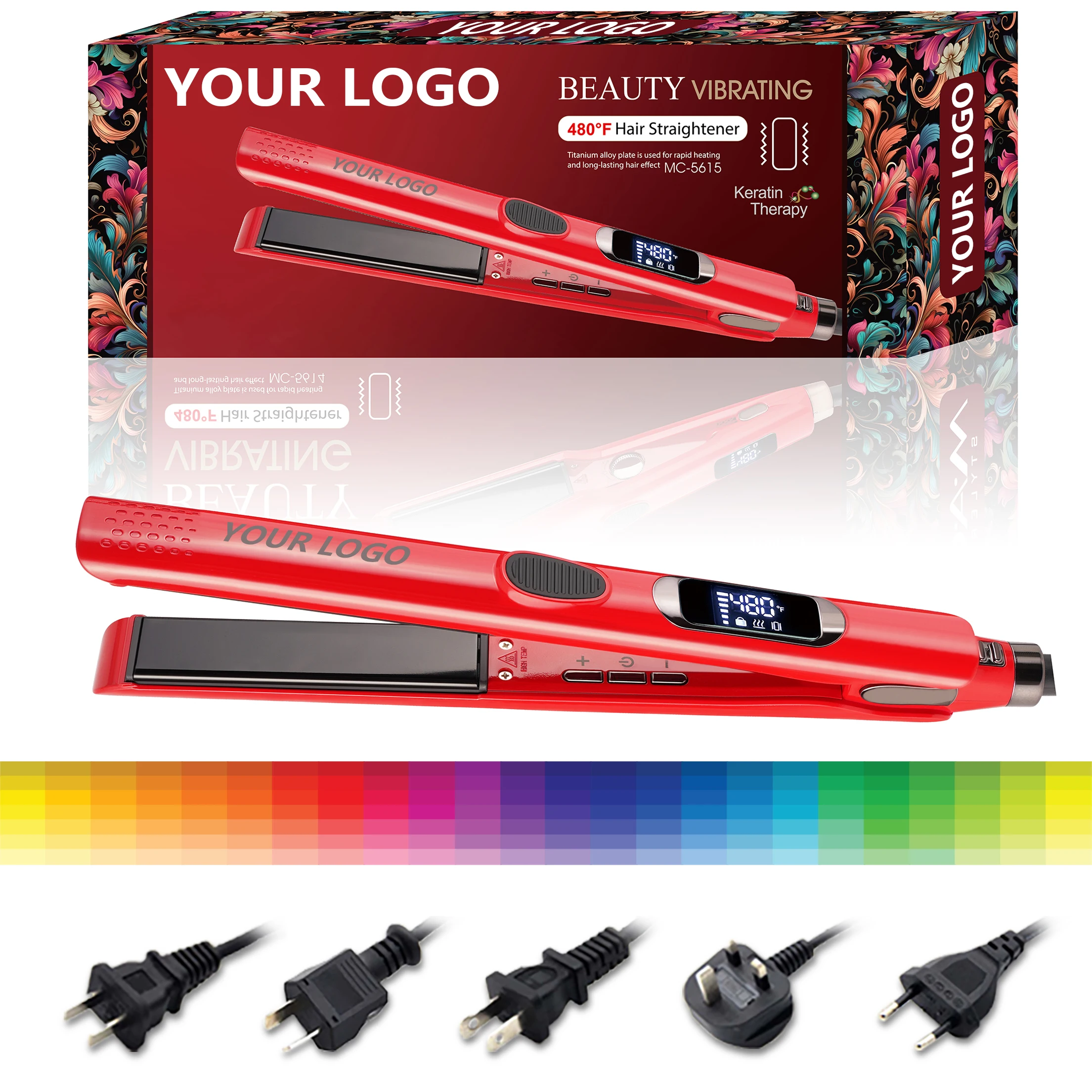 MAC Style High Temperature Professional HIgh Quality Red Vibrate Flat Iron  Hair Straightener