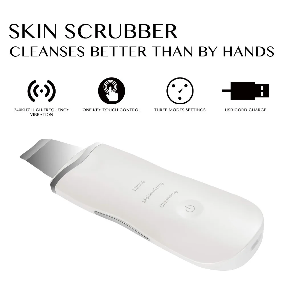 2022 Electric facial dead skin peeling professional sonic cleaning ultrasonic skin scrubber blackhead remover face spatula