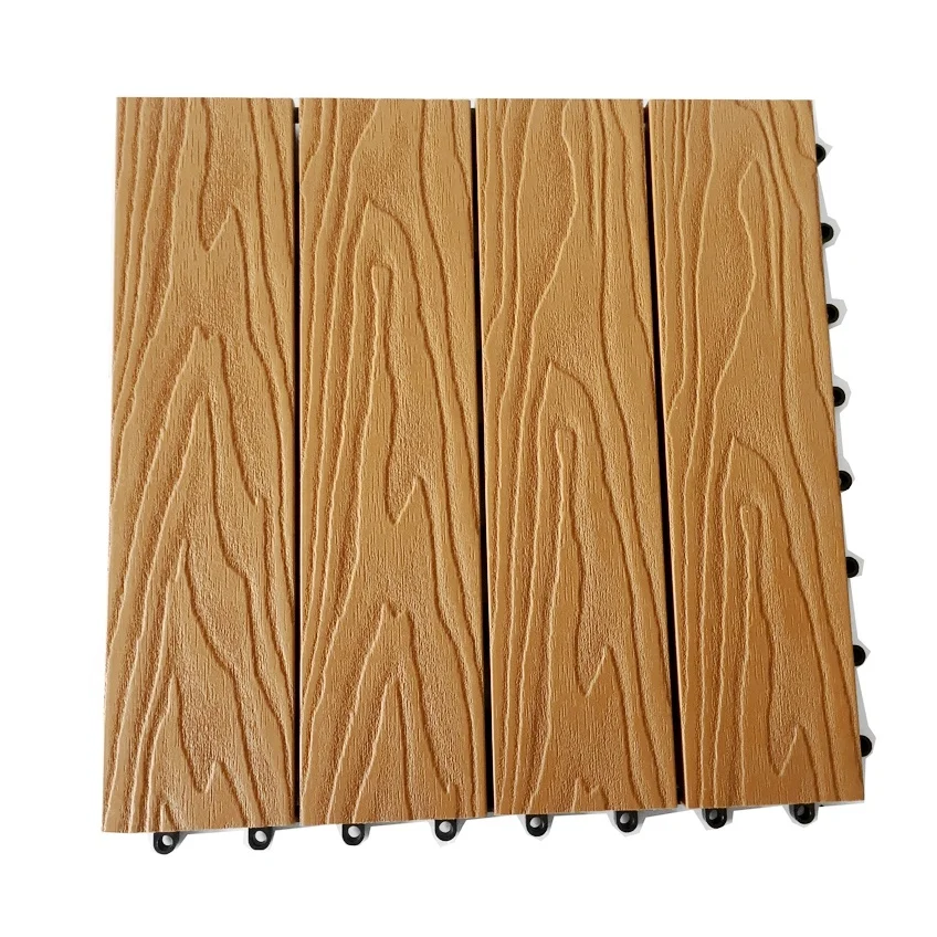 Garden Flooring Diy Tiles Deep Embossed Grid Wood Wpc Deck Tiles