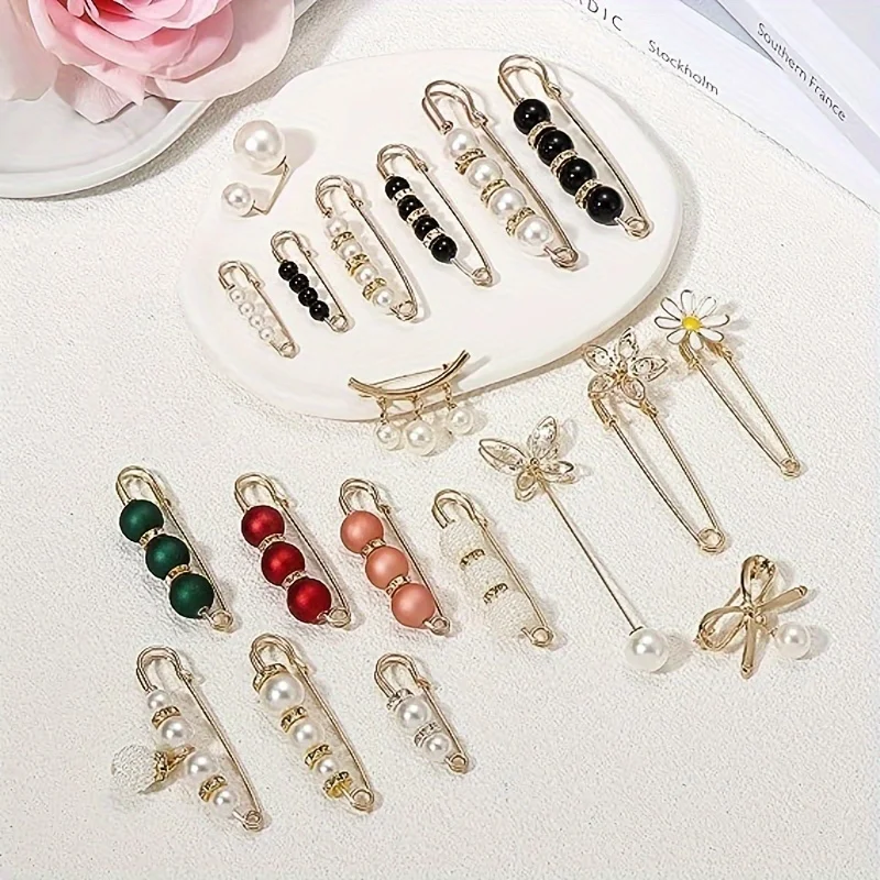 Wholesale Elegant and Charming Accessories 20 Pearl Brooch Set for Sweaters Shawls Waist and Collars
