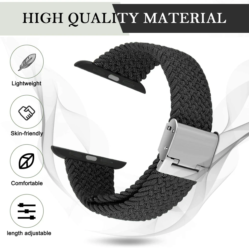  Эластичный Плетеный нейлоновый ремешок для соло Iwatch 6 5 4 SE эластичный спортивный часов Apple 40 мм