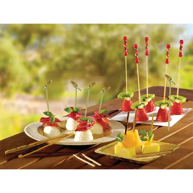 Party Suppliers Disposable Tableware, 120mm Cocktail Tennis Ball Bamboo Pick