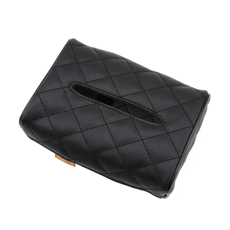 PU Leather Diamond Pattern Tissue Holder Leather Backseat Car Tissue Holder Napkin Box in Car