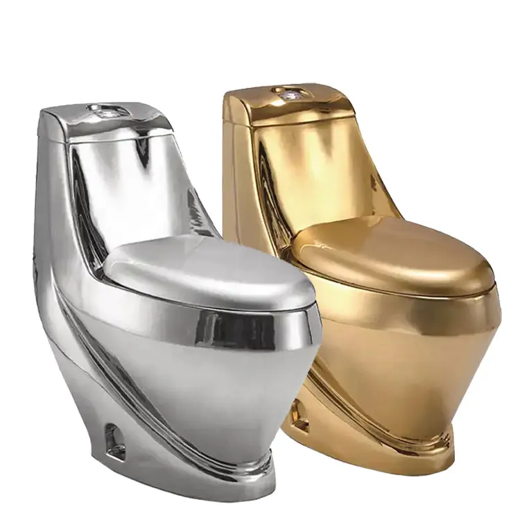 New Model Porcelain Toilet Guangdong Sanitary Equipment Toliet Seat Pushbutton Flush Commode Gold One Piece Toilet