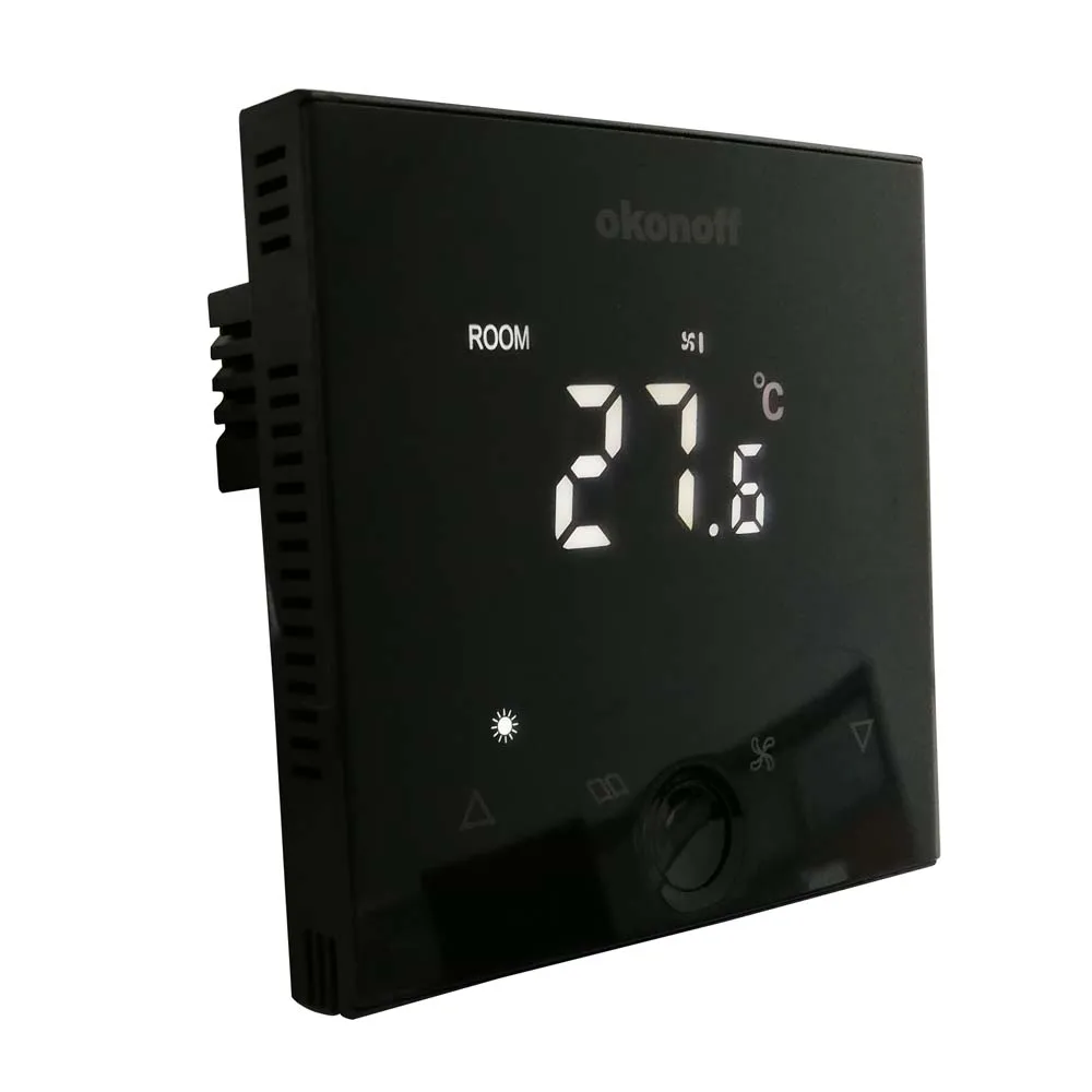 touch screen RS485 modbus 2 pipe air conditioning fan coil cold fcu  programmable room thermostat