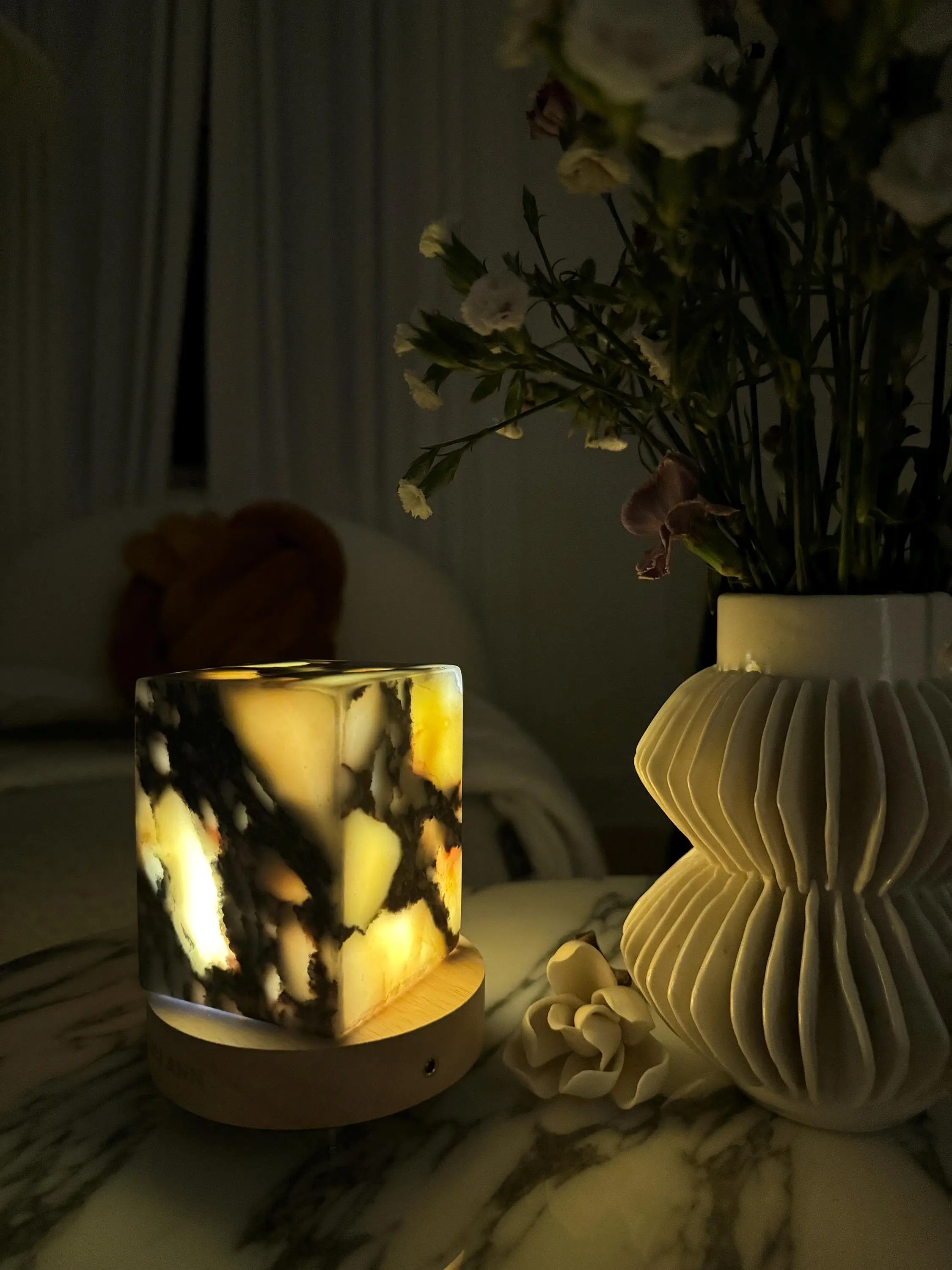 Stonekocc Customization Decorative Natural Marble Onyx Holder Cups Candle Jars Candle Vessels Container Home Decor