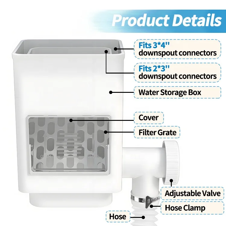 Plastic Rain Barrel Diverter Rainwater Collector Colander Downspouts Extension for Home Garden Irrigation