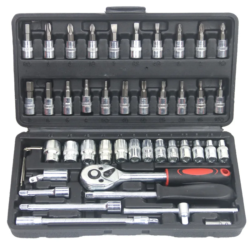 Auto Repair Tool Box Multifunctional Car Socket Wrench Hand Tool Set  Socket Spanner Set
