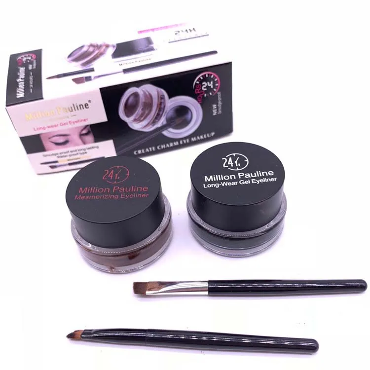 High quality waterproof lasting black and brown eyeliner gel 2 in 1 eye beauty makeup