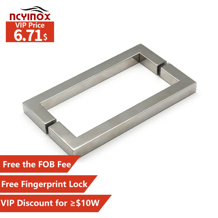 SUPER SALE square 6inch Stainless Steel 304 polished bathroom pull handles as tempered shower glass door accessories