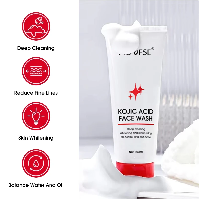 skin care deep cleansing gel wash facial cleanser own logo whitening kojic acid face wash