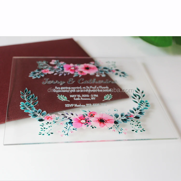 UV Printing Clear Acrylic Wedding Cards Luxury Invitations Design