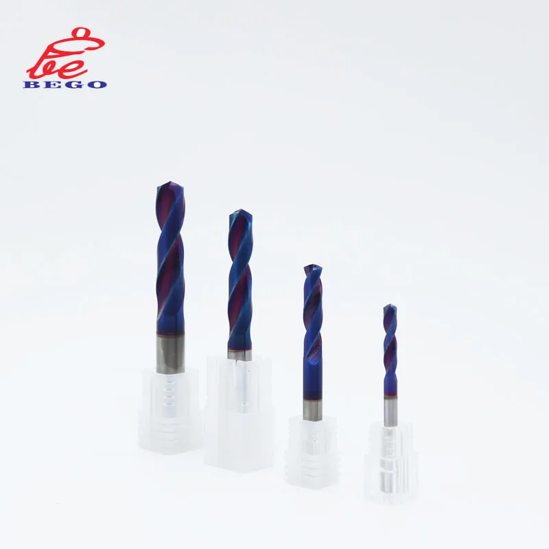 Solid Carbide Twist Drill Bit Blue Nano Carbide Drill Bits Inner Coolant Twist Drill