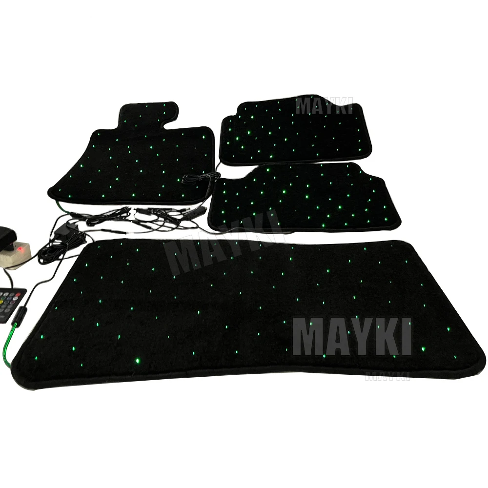 Mayki BMW car mat APP fiber optic star rug for car with 4 carpets 5054 led light 0.25mm fiber optic cable Cigarette lighter