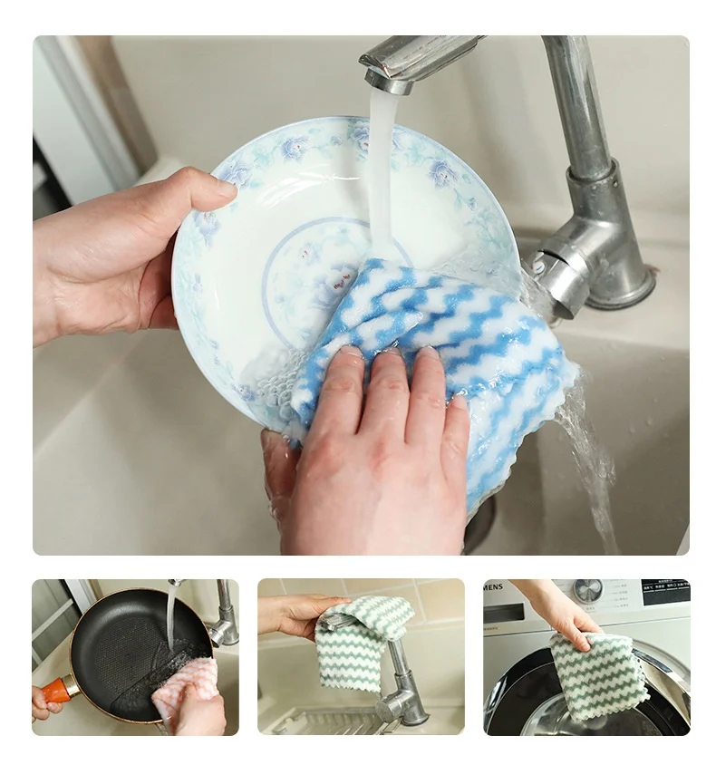 Customized multicolour Striped kitchen dish hand towels Wet and Dry Use for All Kinds of Tableware Cleaning Cloths