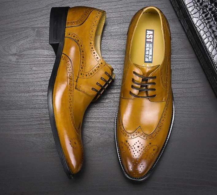HQC-1006 Classic Italian man genuine leather shoes dress shoes men