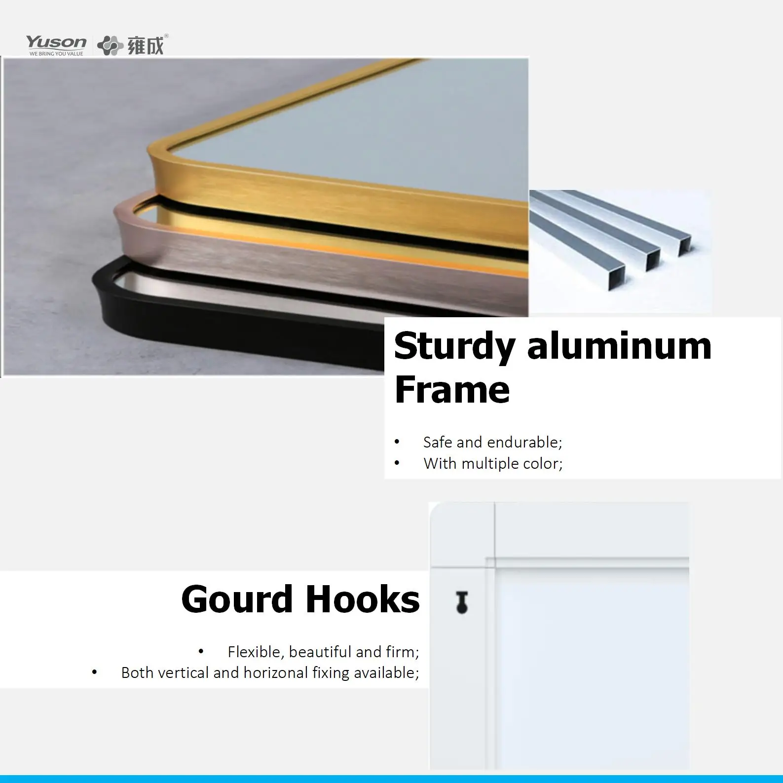 YUSON YS57148 Smart lighting full body floor LENGTH wall mirror touch big wall LED dressing room mirror SMART LED lighted