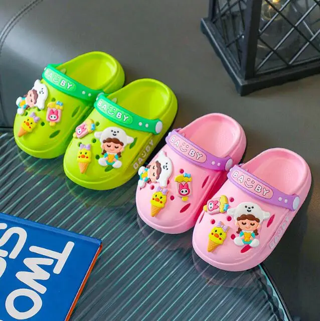 Fashion Boys Girls Summer Kids Beach Garden Shoes Outside Slides Baby Toddler Pvc Non-slip Indoor Sandals