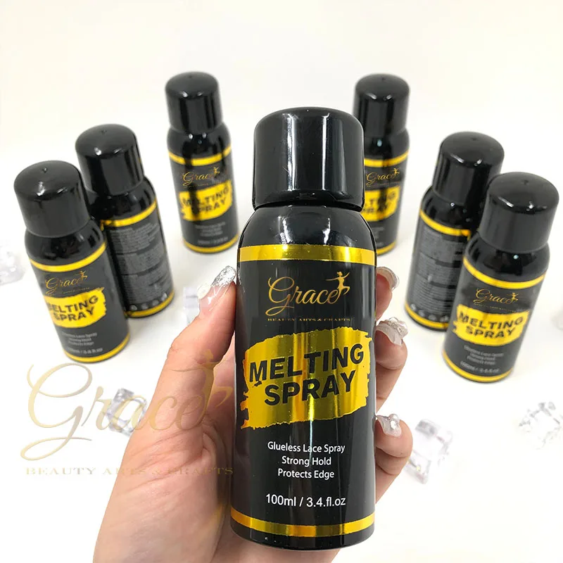 Private Label Gold Stamping Luxury Sticker Wig Install 4 colors Lace Tint Spray Wax Stick Skin Protector Lace Glue Melting Spray