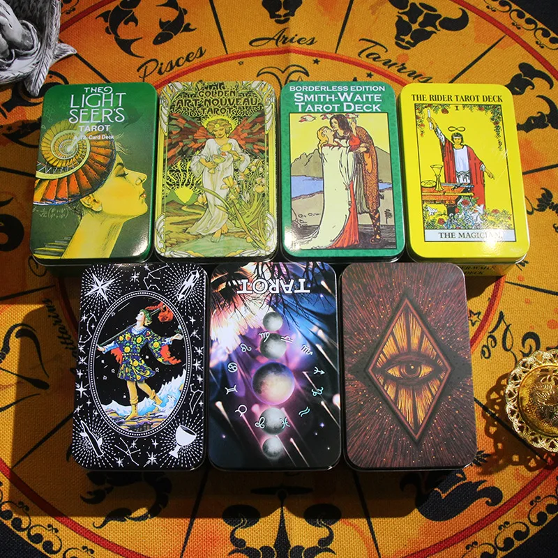 12*7 Iron Box Tarot Cards Bronzing Tarot Cards With Guidebook Upscale Tarot Cards Deck Board Game