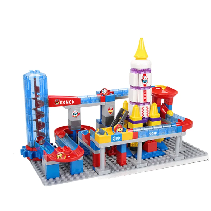 Jiefan genuine China Superman Shenzhou Exploration space rocket fun aerospace sound and light building blocks orbital toys