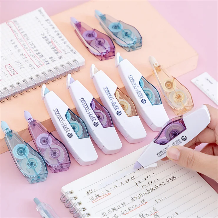 New products kawaii school corrector stationary Promotional 2025 Hot selling fancy multi colored plastic correction tape 6m