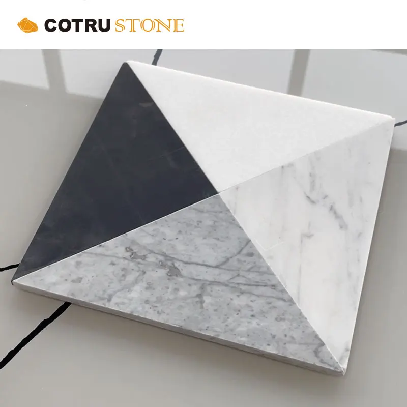 Xiamen stone White and black Mixed Luxury Lobby floor Natural Marble Stripe Mosaic Customized Tiles Price