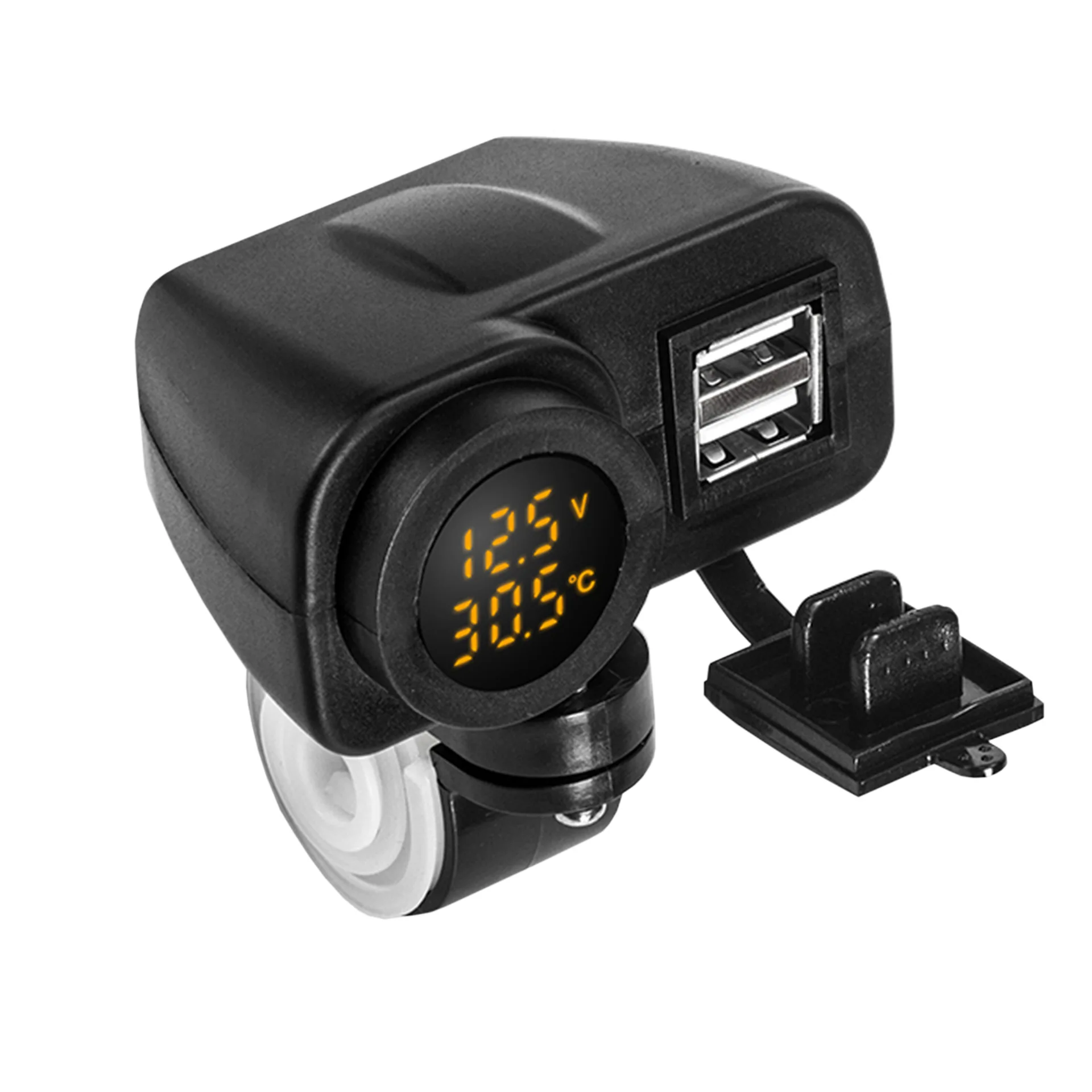  Cross-Border Supply Motorcycle Car Charger One to Two Multifunctional Voltage Thermometer Double