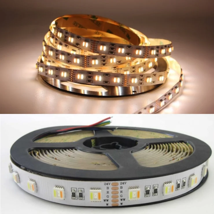 rgbcct led strip 24v smd 5050 5 in 1 12mm 5 colors in 1 60leds/m rgbcw rgbww rgb cct led strip