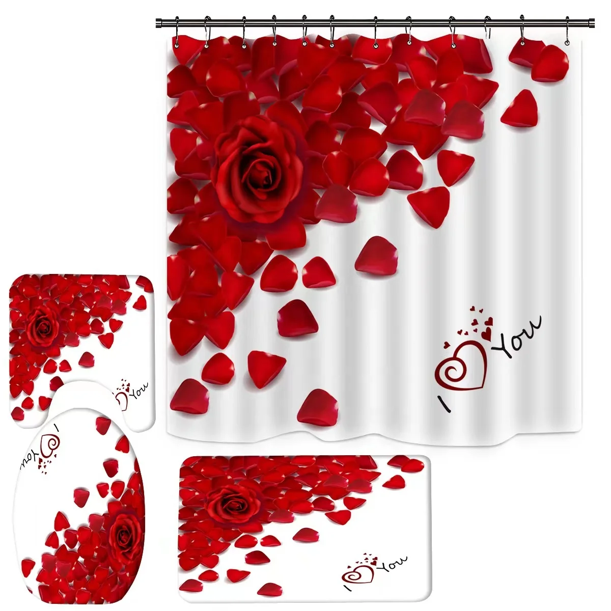 Bindi занавеска для душа с 3d принтом на День святого Валентина, занавеска для душа, водонепроницаемые наборы для ванной комнаты с занавеской для душа и ковриками