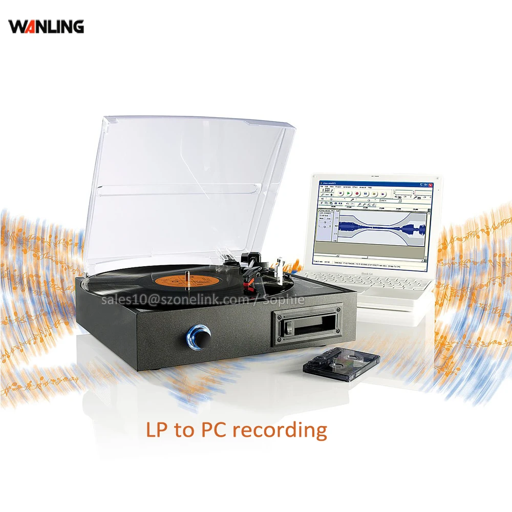 Cassette  play bluetooth function record player Audio Portable Turntable Record Player with cassette