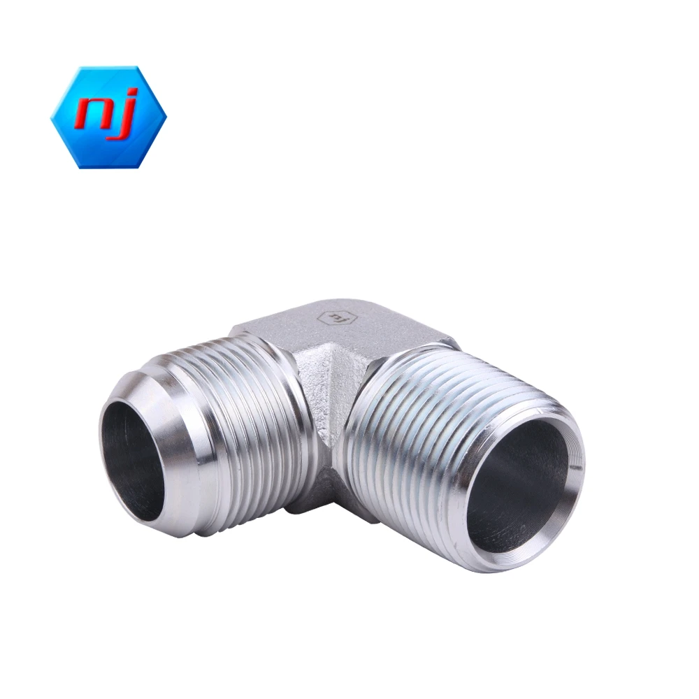 2501 JIC 37 Fittings Hydraulic Caobon Steel Male to Male NPTF Thread 90 Degree Elbow Hydraulic Tube Fitting