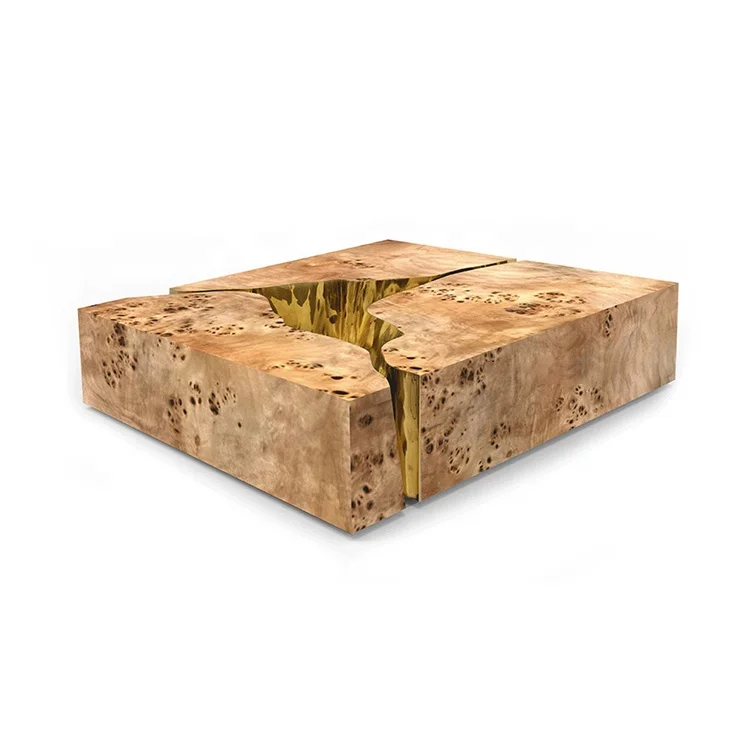Luxury matching furniture marble top wooden coffee table Cracked stone design