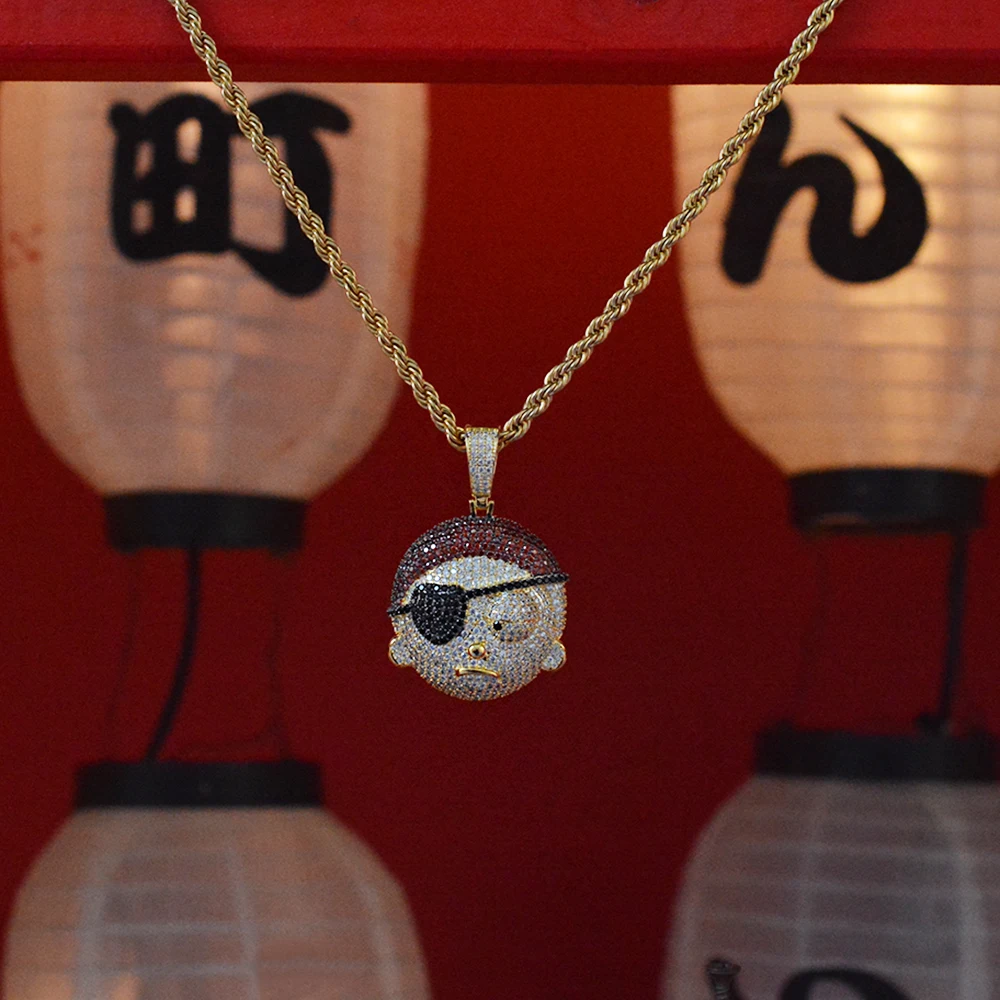 European and American necklaces Anime Rick And Morty Protagonist Morty head micro-encrusted zircon hip-hop accessories