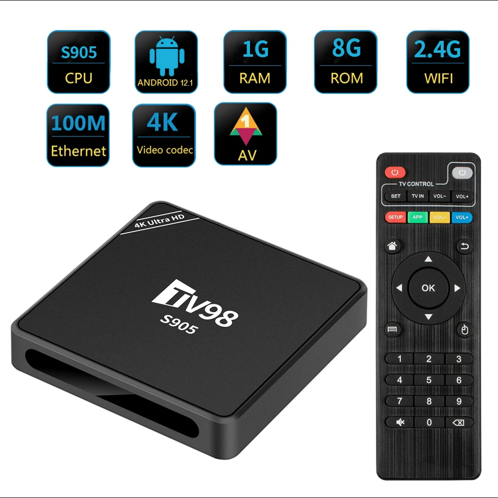 TV98 S905 Smart TV Box Amlogic S905 Android 7.1 Upgrade shows 12.1 x96 h96 Media Player Set-top Box