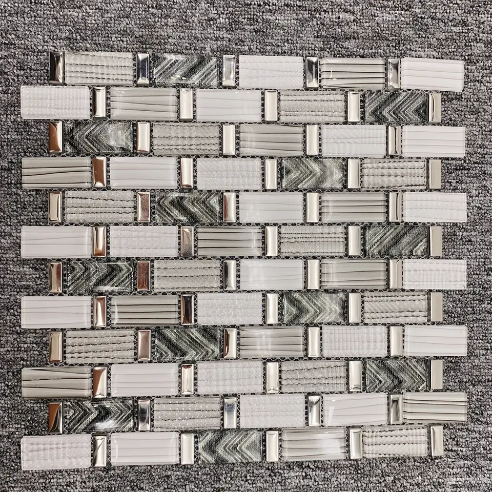 Factory High Quality Tile Waterjet Marble Mosaic Tile Kitchen Decorative Glass Mosaic