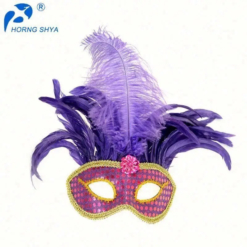 Simple Fashional Design Masquerade Party Decorative Paper Mask Feather