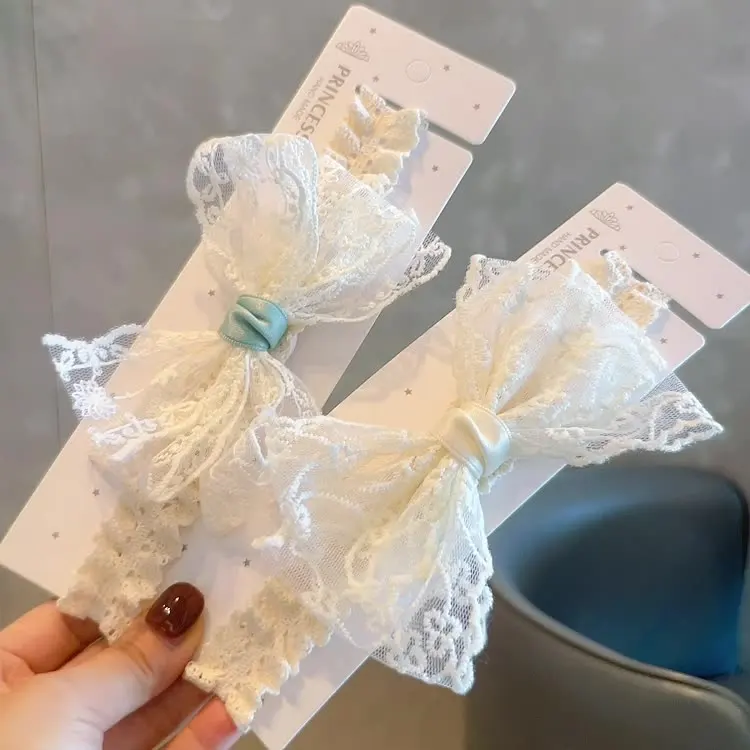 Korean Style Beige Embroidery Lace Bow Infant Baby Girls Hair Band Pearl Crown Cute Soft Bowknot HairBand Hair Accessories