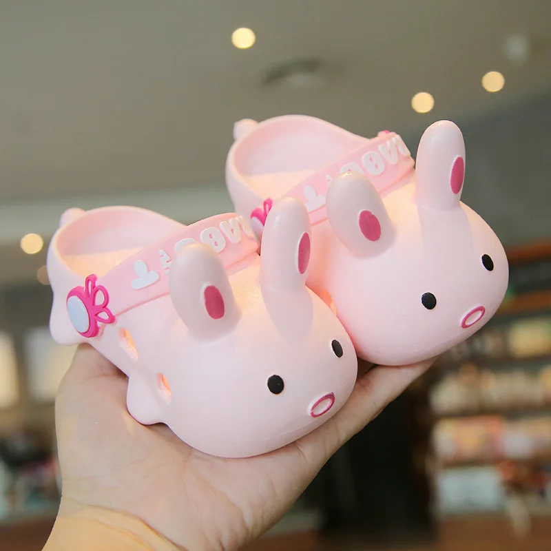 Colorful Baby Cute Rabbit Child Girls Slides Sandals Slip-Proof Kids Soft Silicone Eva Jelly Cave Children Shoes