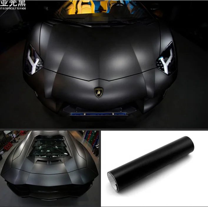 Annhao 1.52*30m auto folie Adhesive Vinyl Roll Car Wrapping Matte Black Sticker