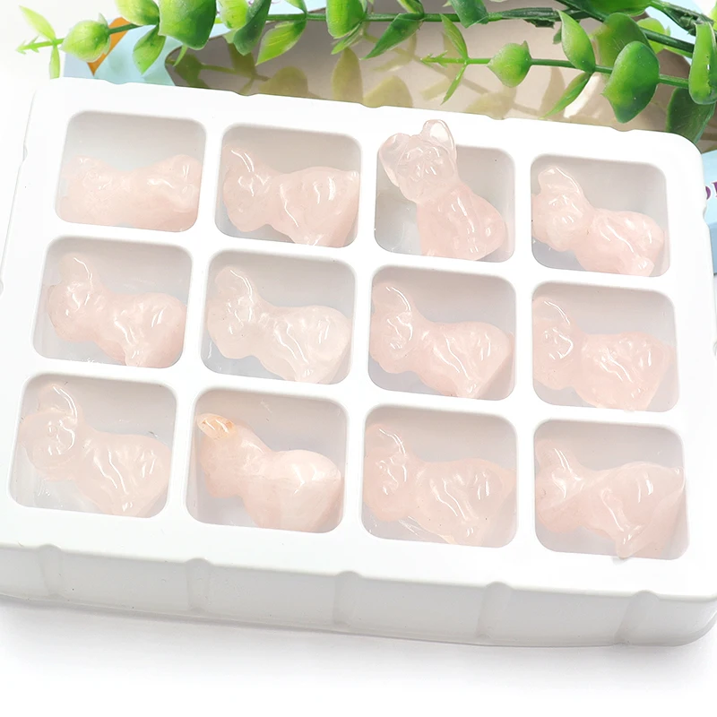 1Inch Natural Crystals Healing Stones Polished Animals Carving French Bulldog Crystal Crafts For Home Decoration