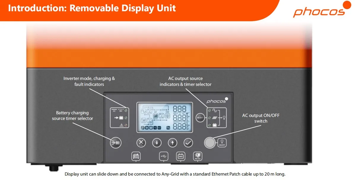 Phocos Any-Grid solar inverter hybrid 8kw 5 kw 3kw, inverter solare 5kw 8kw for solar systems