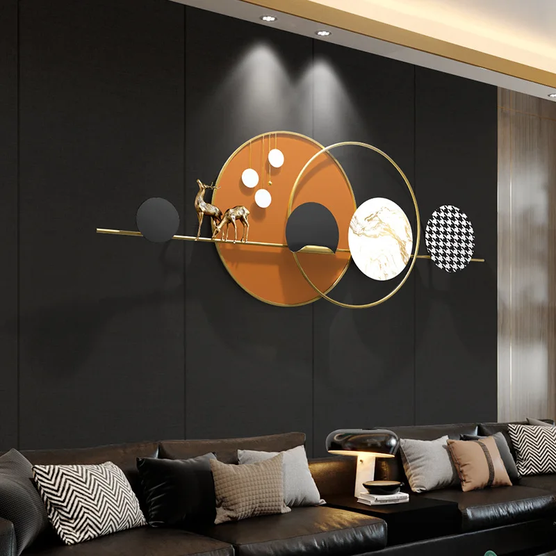 Phuc Loc Nordic living room sofa background wall decoration modern simple dining room mural Metal craft decoration