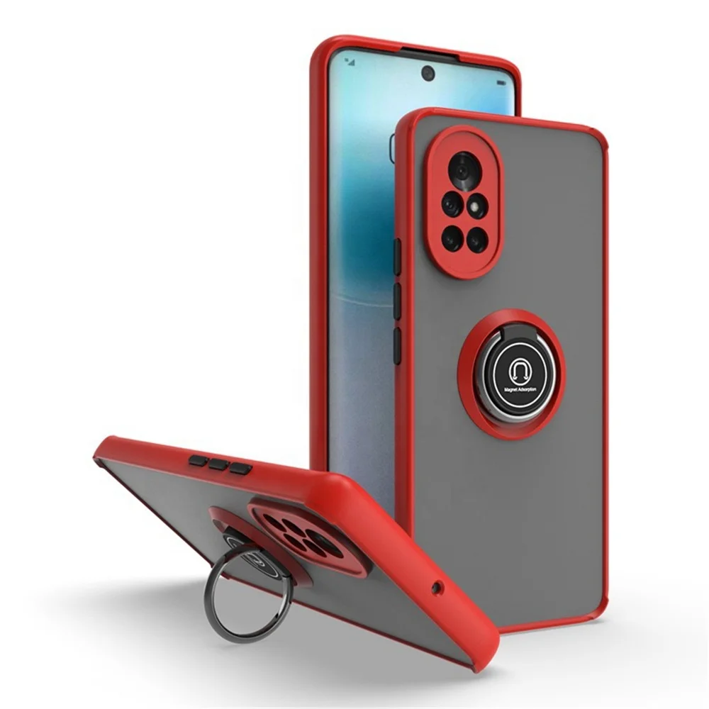 Phone Case 360 Ring Holder Frosted Translucent Hard PC TPU Frame Back Cover For Huawei P50 Pocket Honor 50 Lite Nova 8 9 8i P30