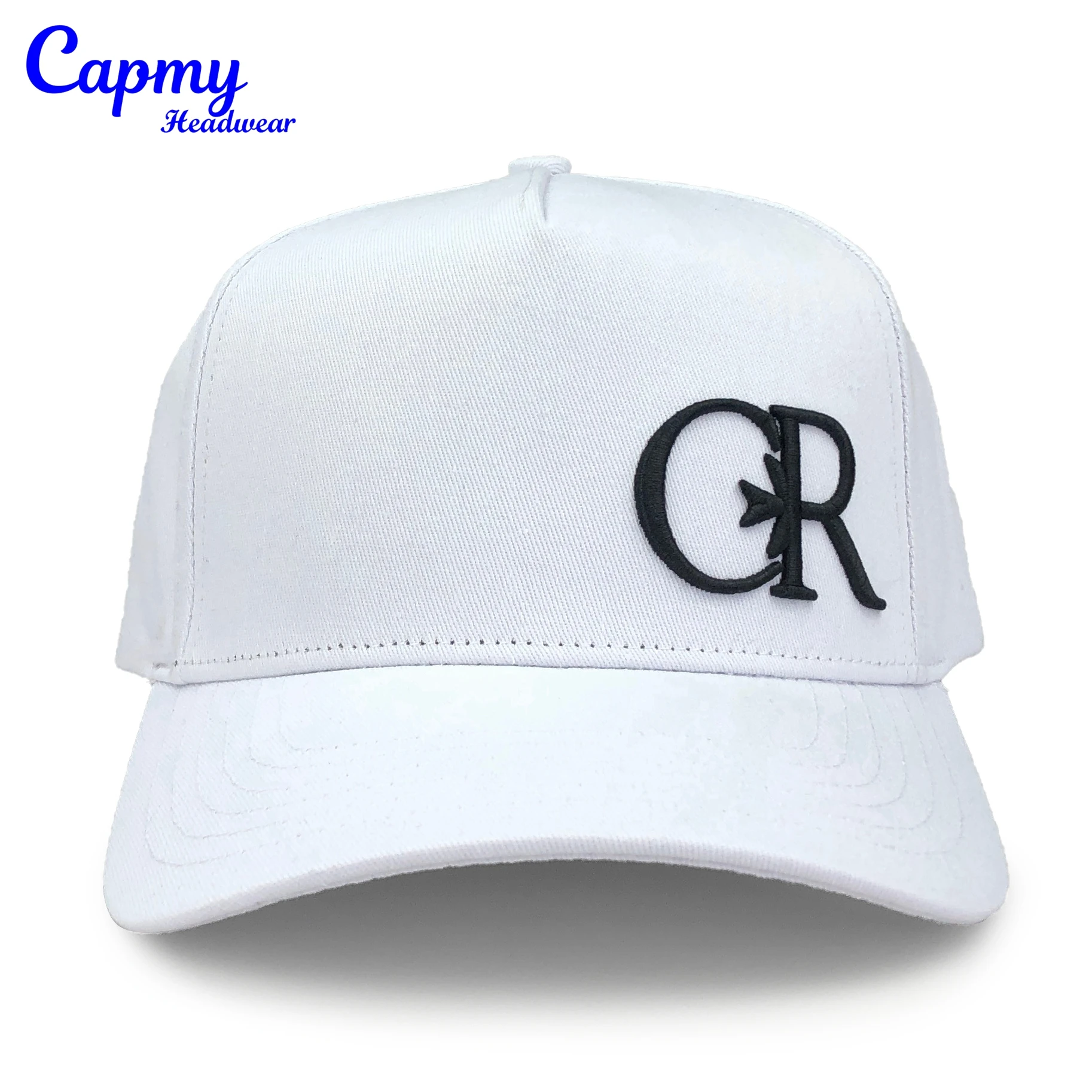 Customized Cotton Factory White A Frame Cap New Designs 3d Embroidery Sports Baseball Hats A Frame 5 Panel Baseball Caps