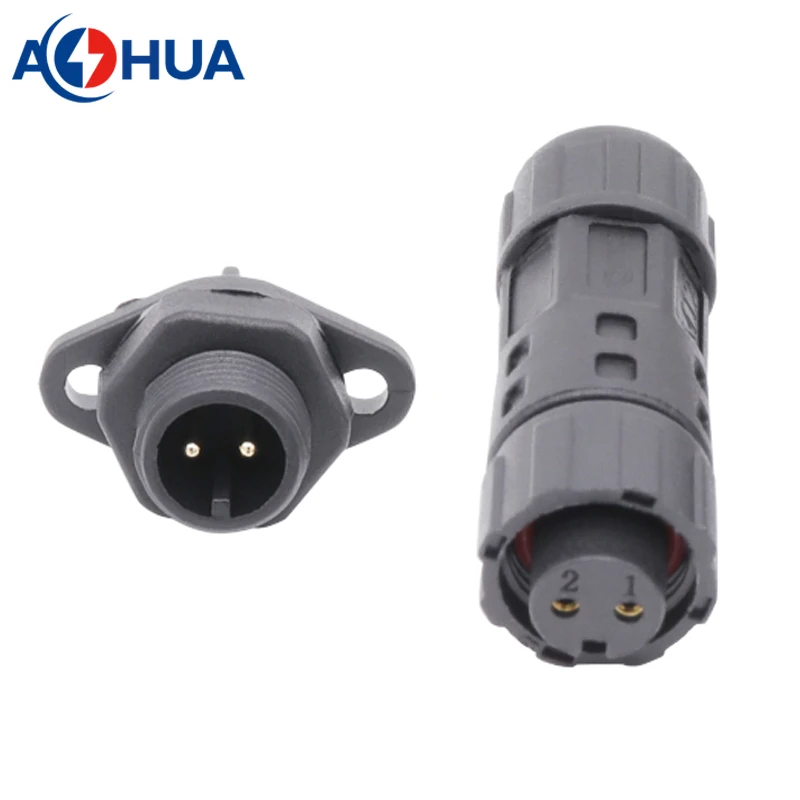 Oval Panel Mount 2pin 5A 300V Solder Type Assembly Male Female Waterproof Electric Connector M12